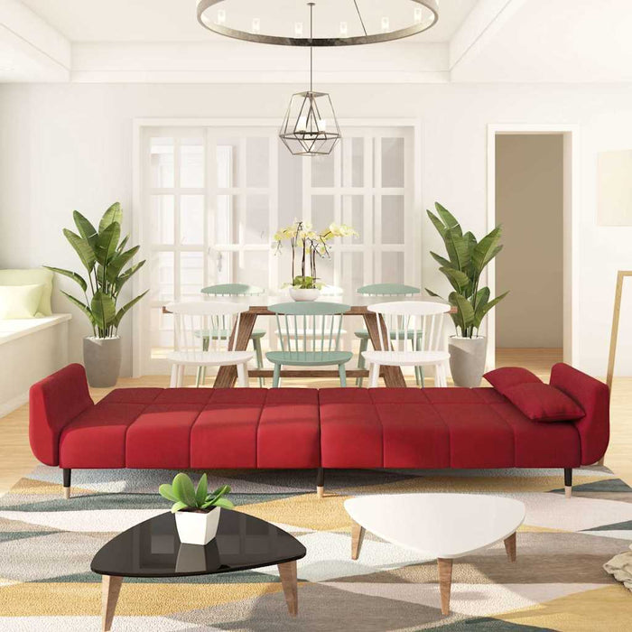 Divano Letto a 2 Posti con 2 Cuscini Rosso Vino in Velluto cod mxl 5733