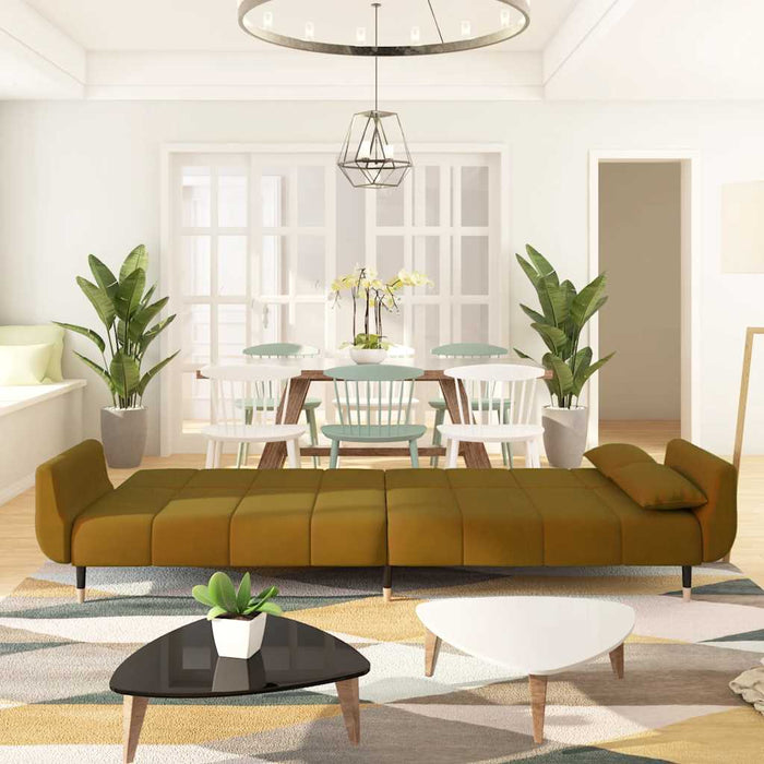 Divano Letto a 2 Posti con 2 Cuscini Marrone in Velluto 337590