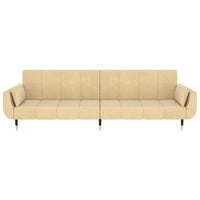 Divano Letto a 2 Posti con 2 Cuscini Crema in Velluto