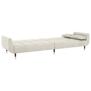 Divano Letto a 2 Posti con 2 Cuscini-Sofa Letto 2 Posti-Daybed Crema in Velluto 508566
