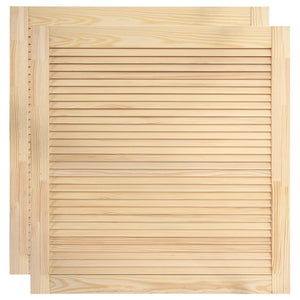 Set di 2 ante a persiana in legno massello di pino, ante per armadietti, ante per ripiani, per armadio, guardaroba, guardaroba, 24,5 x 23,5 pollici 02_0003895
