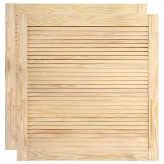 Set di 2 ante a persiana in legno massello di pino, ante per armadietti, ante per ripiani, per armadio, guardaroba, guardaroba, 24,5 x 23,5 pollici 02_0003895