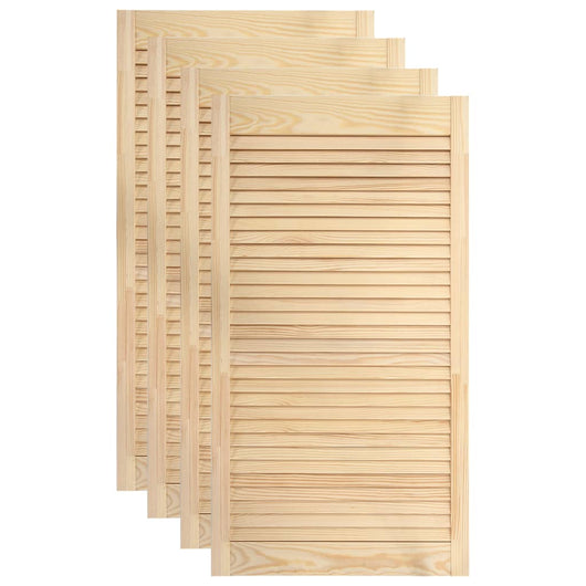 Set di 4 ante a persiana, ante per armadi, ante per scaffali, per armadio, guardaroba, guardaroba, 99,3x39,4 cm, in legno massello di pino 02_0003923