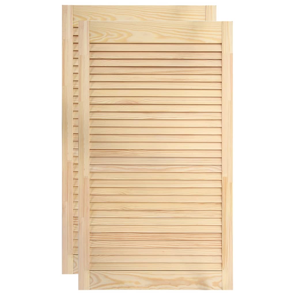 Set di due ante in legno massello di pino Ante con persiana Ante dell'armadio Ante degli scaffali Fodera per armadio Guardaroba Guardaroba 99,3 x 19,4 pollici 02_0003900