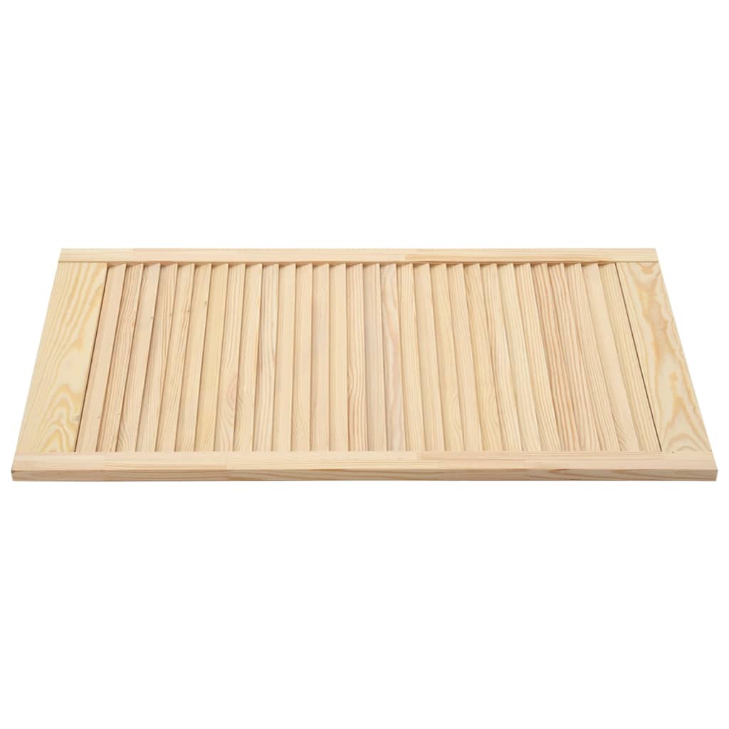 Set di due ante in legno massello di pino Ante con persiana Ante dell'armadio Ante degli scaffali Fodera per armadio Guardaroba Guardaroba 99,3 x 19,4 pollici 02_0003900