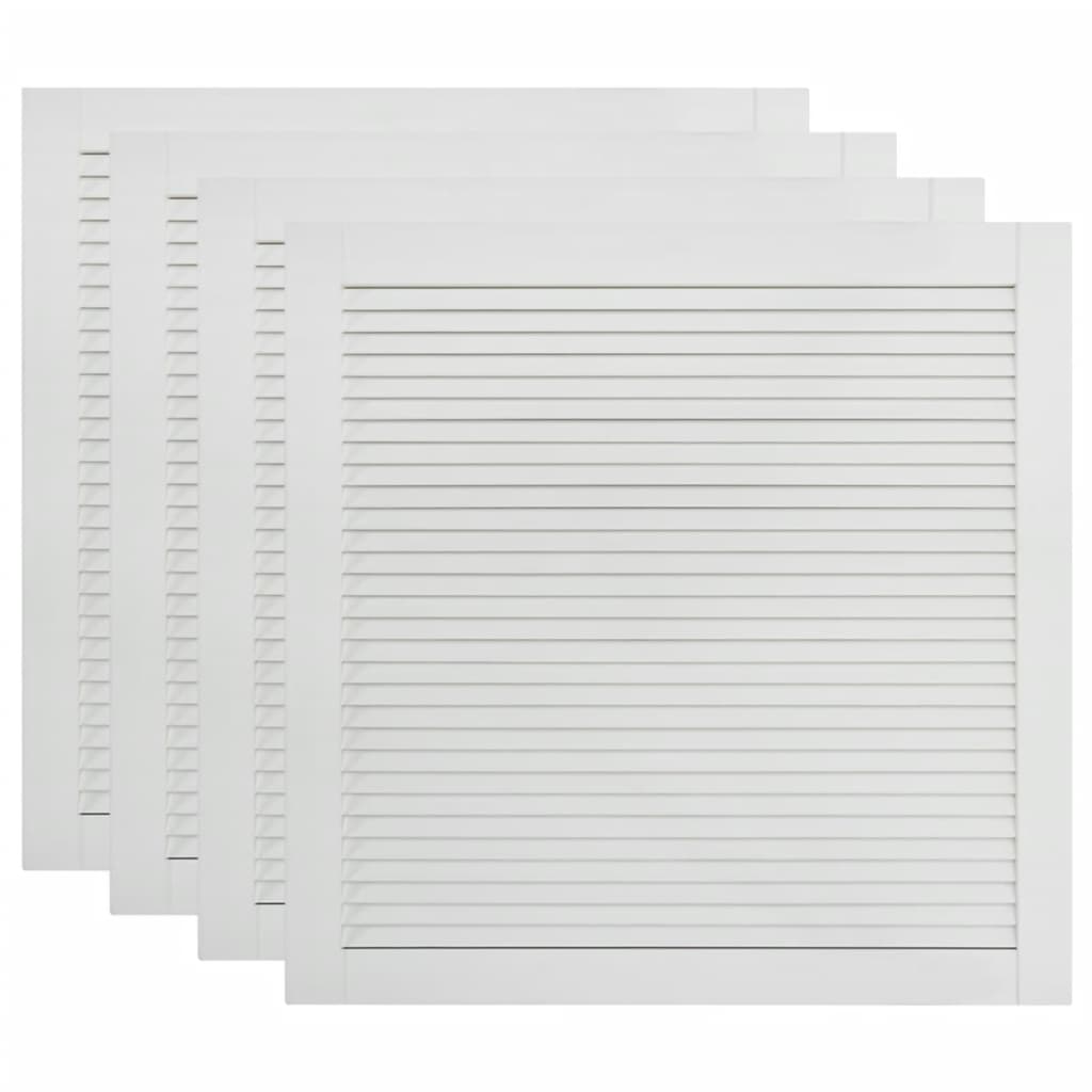 Set di 4 ante a persiana in legno massello di pino, ante per armadi, ante per ripiani, per armadio, guardaroba, guardaroba, 39,5 x 39,4 cm, bianco 02_0003926