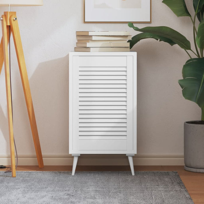 Anta con Design a Lamelle Bianca 61,5x39,4 cm in Legno di Pino 151151