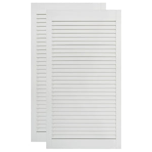 Set di 2 ante con persiana, ante dell'armadio, ante degli scaffali, rivestimento per armadio, guardaroba, guardaroba, bianco, 99,3 x 15,5 cm, in legno massello di pino 02_0003911