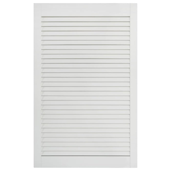 Set di 2 ante con persiana, ante dell'armadio, ante degli scaffali, rivestimento per armadio, guardaroba, guardaroba, bianco, 99 x 60 cm, in legno massello di pino 02_0003913