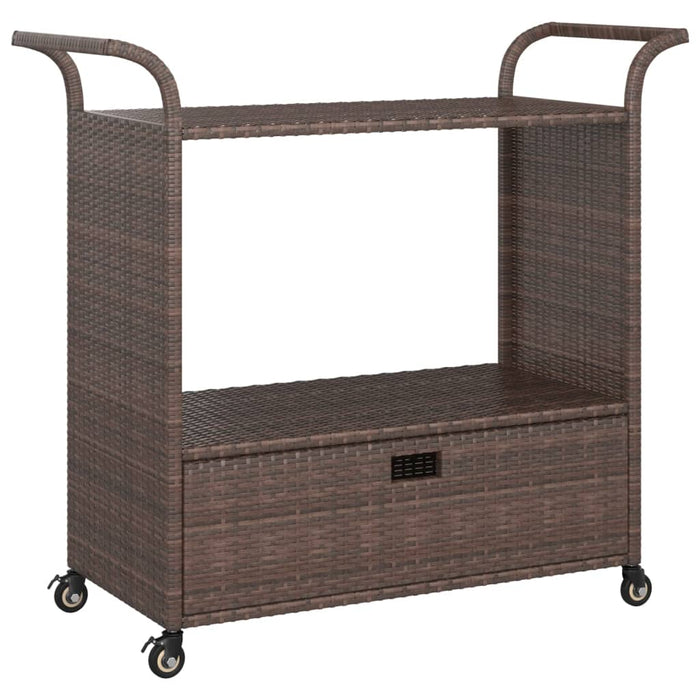 Carrello da Bar con Cassetto Marrone 100x45x97 cm in Polyrattan cod mxl 58963