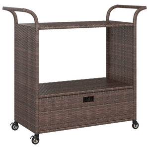 Carrello da Bar con Cassetto Marrone 100x45x97 cm in Polyrattan 316662
