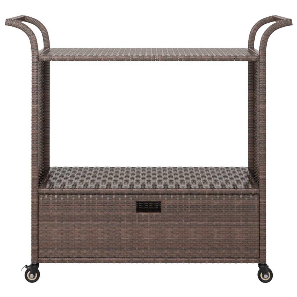 Carrello da Bar con Cassetto Marrone 100x45x97 cm in Polyrattan cod mxl 58963