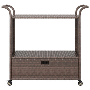 Carrello da Bar con Cassetto Marrone 100x45x97 cm in Polyrattan 316662