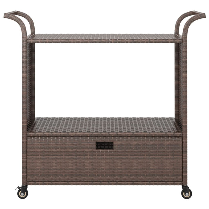 Carrello da Bar con Cassetto Marrone 100x45x97 cm in Polyrattan 316662