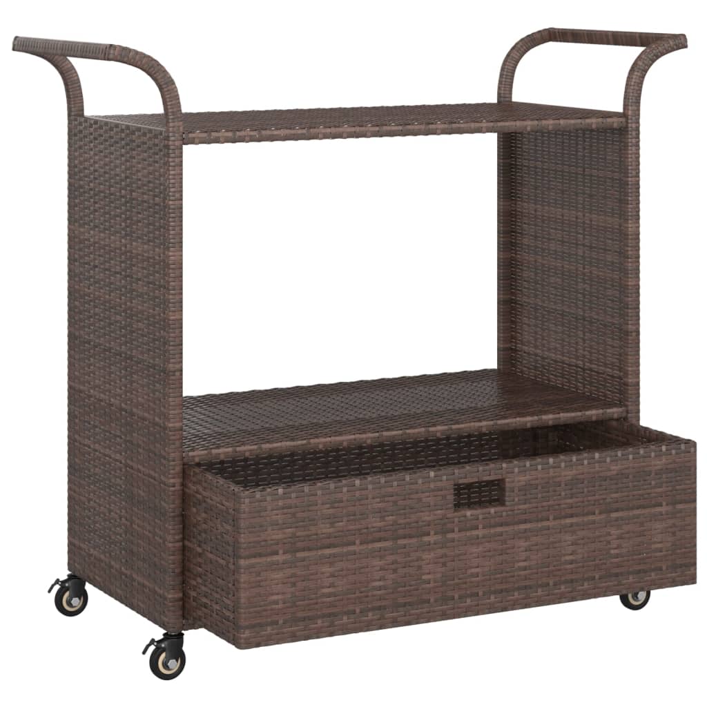 Carrello da Bar con Cassetto Marrone 100x45x97 cm in Polyrattan cod mxl 58963