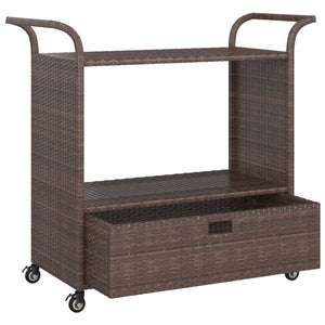 Carrello da Bar con Cassetto Marrone 100x45x97 cm in Polyrattan cod mxl 58963