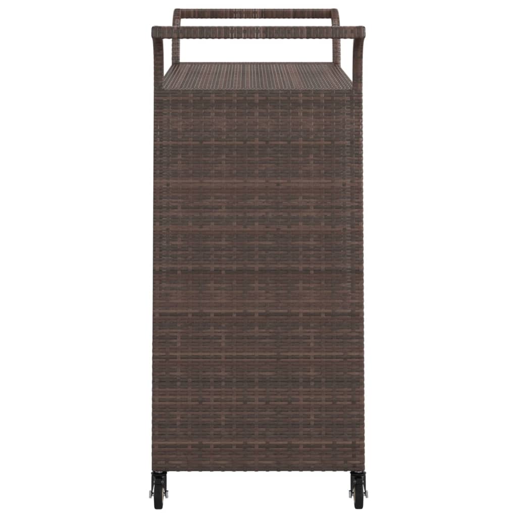 Carrello da Bar con Cassetto Marrone 100x45x97 cm in Polyrattan 316662