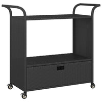 Carrello da Bar con Cassetto Nero 100x45x97 cm in Polyrattan 316663