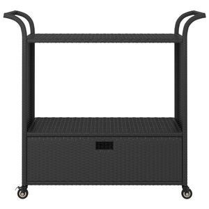 Carrello da Bar con Cassetto Nero 100x45x97 cm in Polyrattan cod mxl 64195
