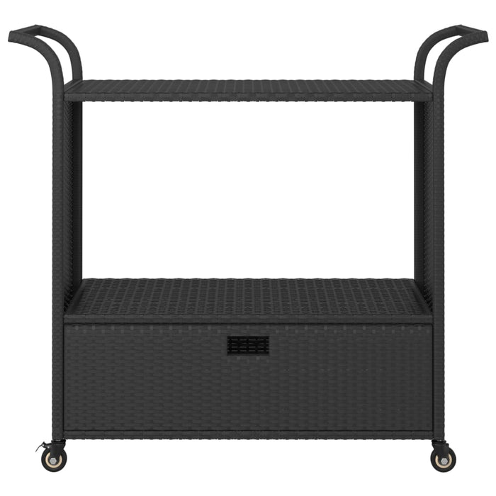 Carrello da Bar con Cassetto Nero 100x45x97 cm in Polyrattan cod mxl 64195