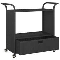 Carrello da Bar con Cassetto Nero 100x45x97 cm in Polyrattan cod mxl 64195