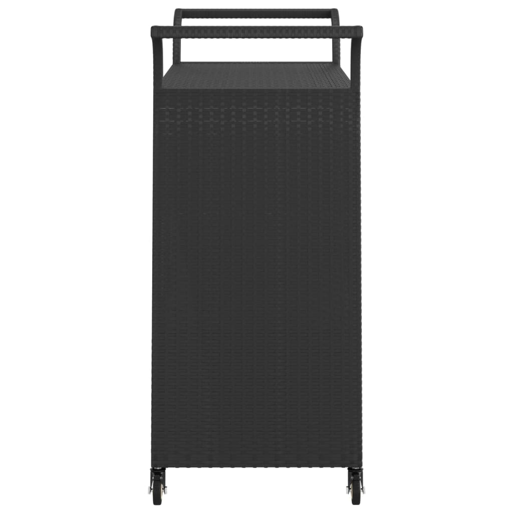 Carrello da Bar con Cassetto Nero 100x45x97 cm in Polyrattan cod mxl 64195