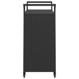 Carrello da Bar con Cassetto Nero 100x45x97 cm in Polyrattan 316663