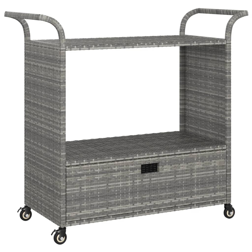 Carrello da Bar con Cassetto Grigio 100x45x97 cm in Polyrattan 316664