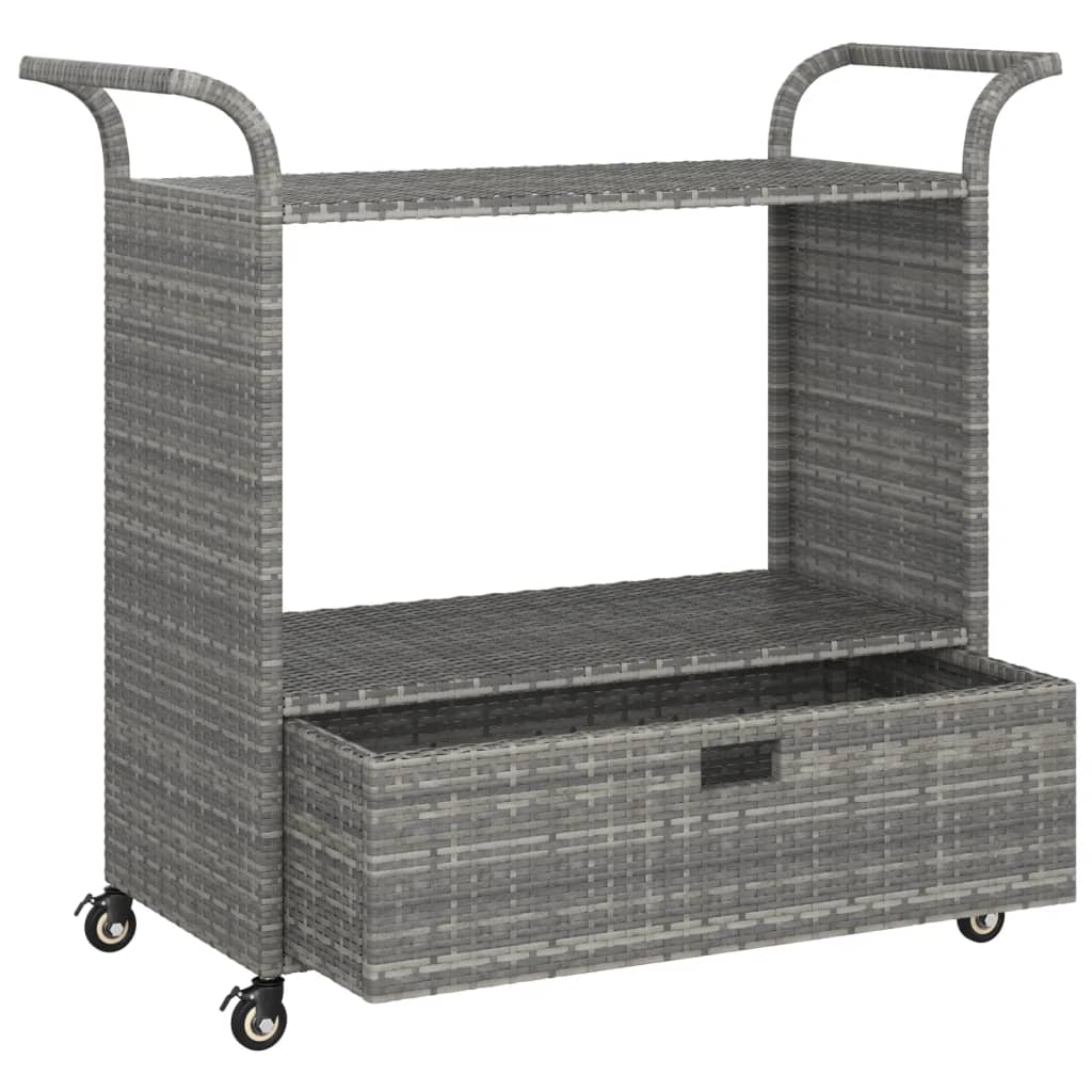 Carrello da Bar con Cassetto Grigio 100x45x97 cm in Polyrattan 316664