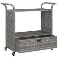 Carrello da Bar con Cassetto Grigio 100x45x97 cm in Polyrattan 316664