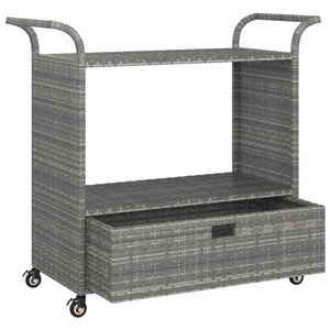 Carrello da Bar con Cassetto Grigio 100x45x97 cm in Polyrattan 316664