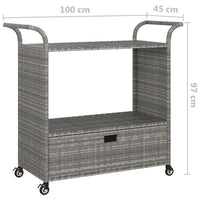 Carrello da Bar con Cassetto Grigio 100x45x97 cm in Polyrattan 316664