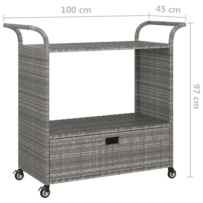 Carrello da Bar con Cassetto Grigio 100x45x97 cm in Polyrattan 316664