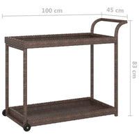 Carrello da Bar Marrone 100x45x83 cm in Polyrattan 316665