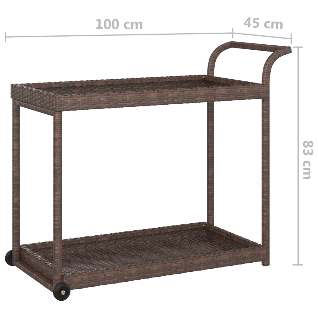 Carrello da Bar Marrone 100x45x83 cm in Polyrattan 316665