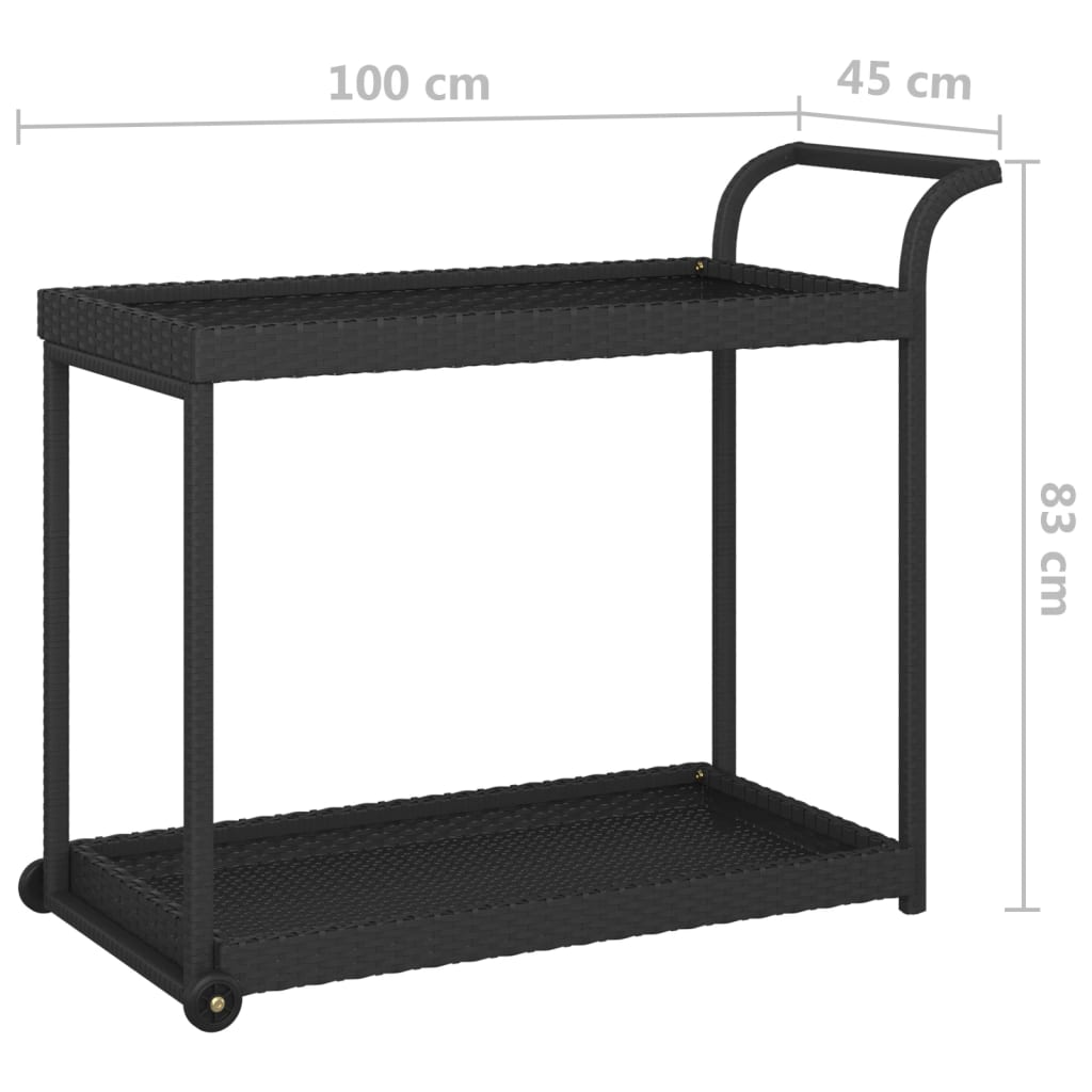 Carrello da Bar Nero 100x45x83 cm in Polyrattan cod mxl 65729