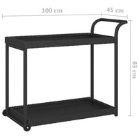 Carrello da Bar Nero 100x45x83 cm in Polyrattan 316666