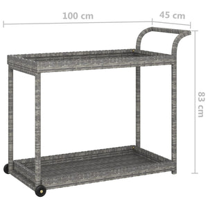 Carrello da Bar Grigio 100x45x83 cm in Polyrattan 316667