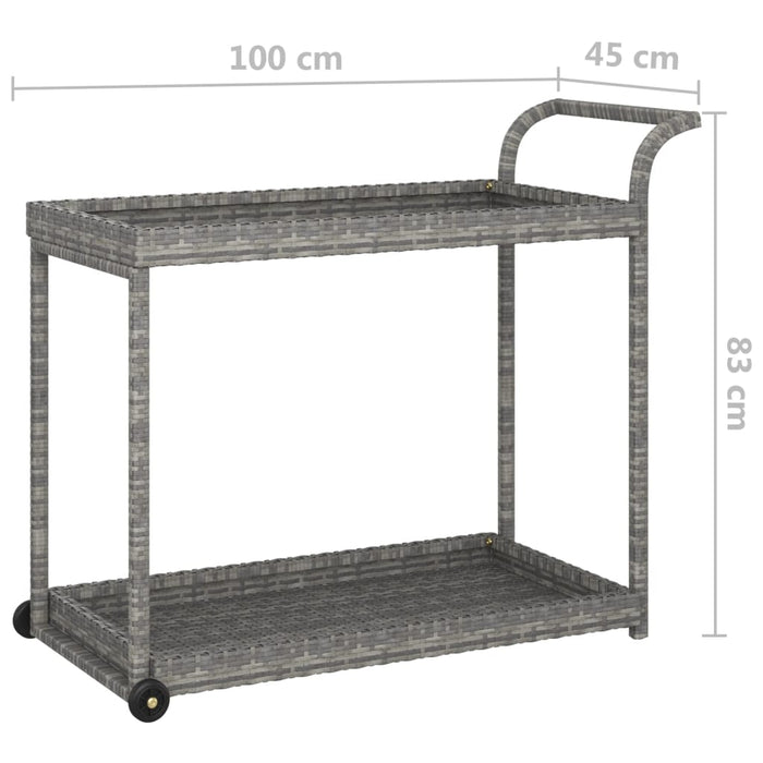 Carrello da Bar Grigio 100x45x83 cm in Polyrattan 316667