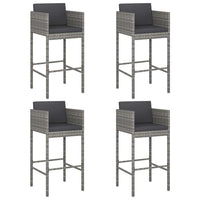 Sgabelli da Bar con Cuscini 4 pz in Polyrattan Grigio 316677