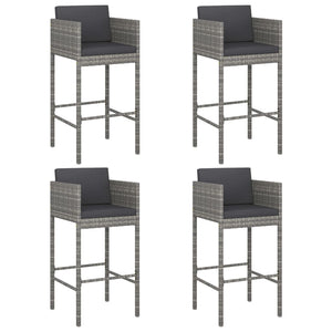 Sgabelli da Bar con Cuscini 4 pz in Polyrattan Grigio 316677