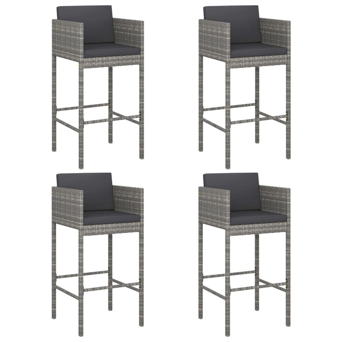Sgabelli da Bar con Cuscini 4 pz in Polyrattan Grigio 316677