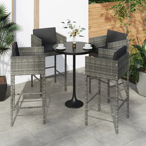 Sgabelli da Bar con Cuscini 4 pz in Polyrattan Grigio 316677