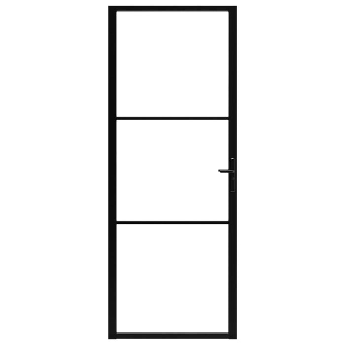 Porta da Interno ESG Vetro e Alluminio 76x201,5 cm Nera 151198
