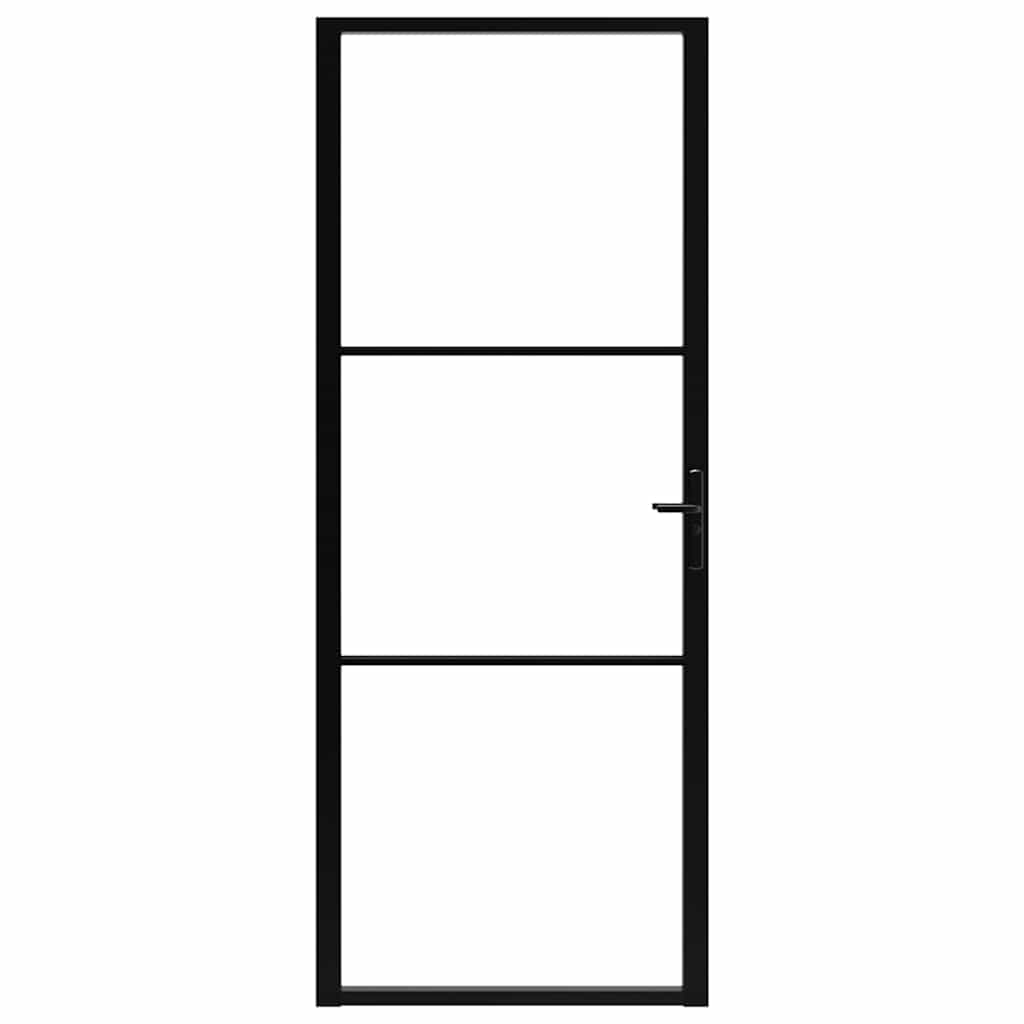 Porta da Interno ESG Vetro e Alluminio 83x201,5 cm Nera 151199