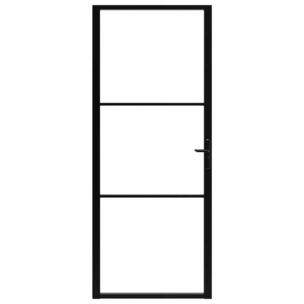 Porta da Interno ESG Vetro e Alluminio 93x201,5 cm Nera 151200