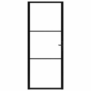 Porta da Interno ESG Vetro e Alluminio 93x201,5 cm Nera 151200