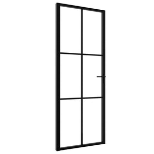 Porta da Interno ESG Vetro e Alluminio 76x201,5 cm Nera 151202