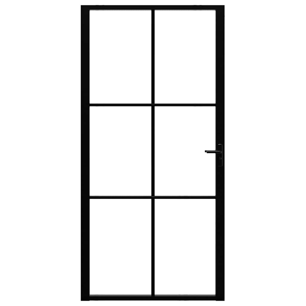 Porta da Interno in Vetro ESG e Alluminio 102,5x201,5 cm Nera cod mxl 78439