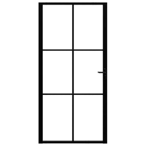 Porta da Interno in Vetro ESG e Alluminio 102,5x201,5 cm Nera cod mxl 78439